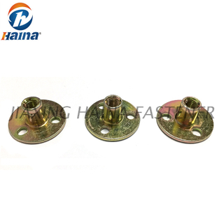 Color Zinc Plated Round Base T nuts With Three Brad Hole Tee Nut