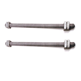 Grade 2 Hot Dip Galvanized Full Thread Conical Head Arming Bolt with Four Square Nuts for Electric Power