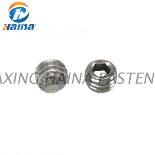 Galvanized Class 8.8 Hexagon socket recessed end set screw with knurled DIN914